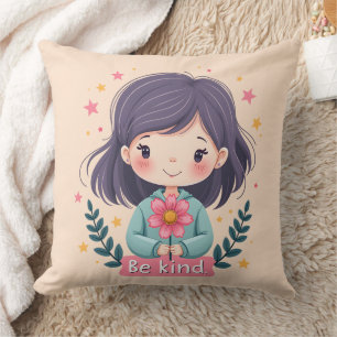 Schattigee Kawaii "Be Kind" Illustratie – Heilzame Kussen