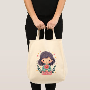 Schattigee Kawaii "Be Kind" Illustratie – Heilzame Tote Bag