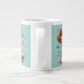 Schattigee Kawaii Beagle met harten speelse hond Extra Grote Beker (Achterkant)