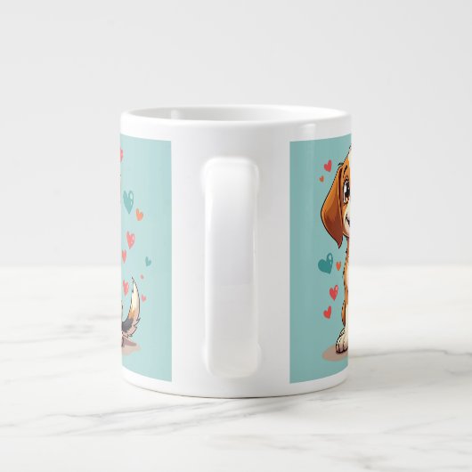 Schattigee Kawaii Beagle met harten speelse hond Extra Grote Beker (Achterkant)