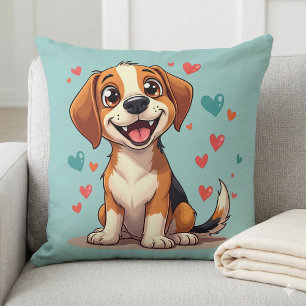 Schattigee Kawaii Beagle met harten speelse hond Kussen