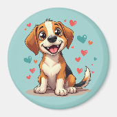 Schattigee Kawaii Beagle met harten speelse hond Magneet (Voorkant)