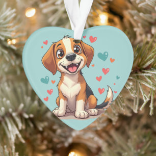 Schattigee Kawaii Beagle met harten speelse hond Ornament