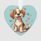 Schattigee Kawaii Beagle met harten speelse hond Ornament (achterkant)
