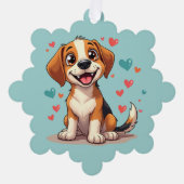 Schattigee Kawaii Beagle met harten speelse hond Ornament Kaart (Voorkant)
