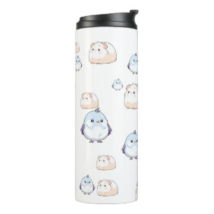 Schattigee Kawaii Birds and Guinea Pigs.Kawaii vib Thermosbeker