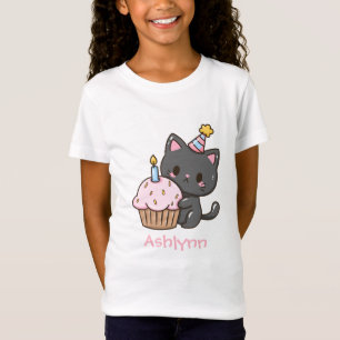 Schattigee Kawaii Black Cat verjaardagsfeestje gep T-shirt