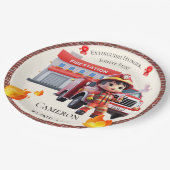 Schattigee Kawaii Brandweerman Jongen en Brandweer Papieren Bordje (Gekanteld)