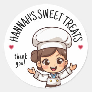 Schattigee Kawaii bruinharige bakker dank u Ronde Sticker
