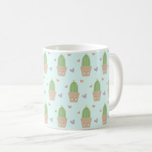 Schattigee Kawaii Cactus en Harten Patroon Koffiemok