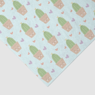 Schattigee Kawaii Cactus en Harten Patroon Tissuepapier