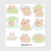 Schattigee kawaii Capybara sticker pack (Vel)