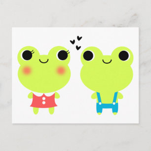 Schattigee Kawaii Cartoon Frog Valentijnse Briefka Feestdagenkaart