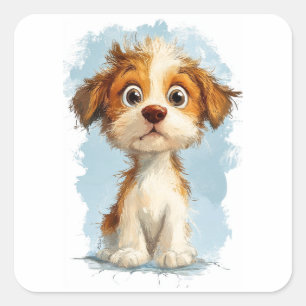 Schattigee Kawaii Cartoon Puppy Vierkante Sticker