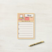 Schattigee Kawaii Cat op gepersonaliseerde boeken Post-it® Notes (Op bureau)