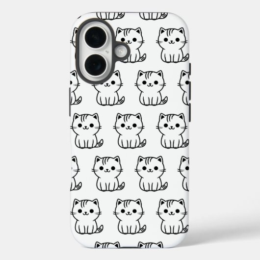 Schattigee Kawaii Cat Pattern iPhone Case (Achterkant)