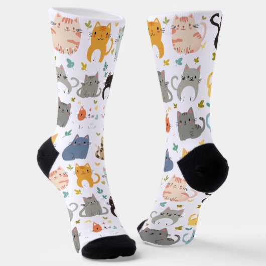 Schattigee Kawaii Cat Pattern Sokken (Gebogen)