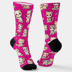 Schattigee Kawaii Cat Pattern Stickers - Speelse p Sokken