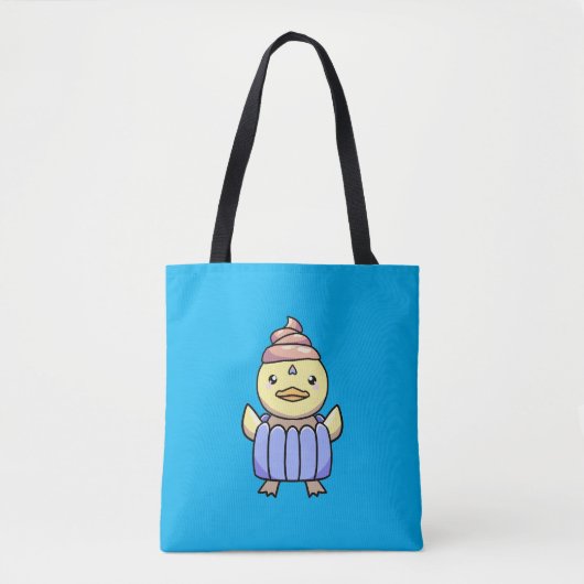 Schattigee Kawaii Chibi Cupcake Dauck Canvas tas (Voorkant)