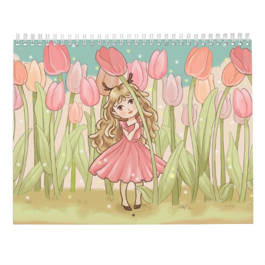 Schattigee Kawaii chibi meisjes Kalenders Kalender (Achterkant)