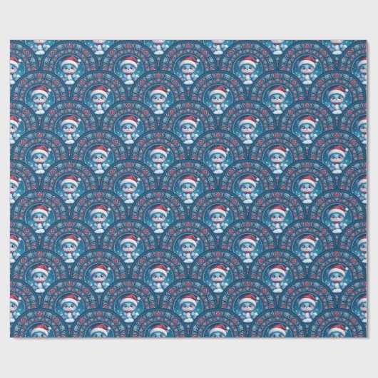 Schattigee Kawaii Christmas Beer Mandala Art Deco Cadeaupapier (Vlak)