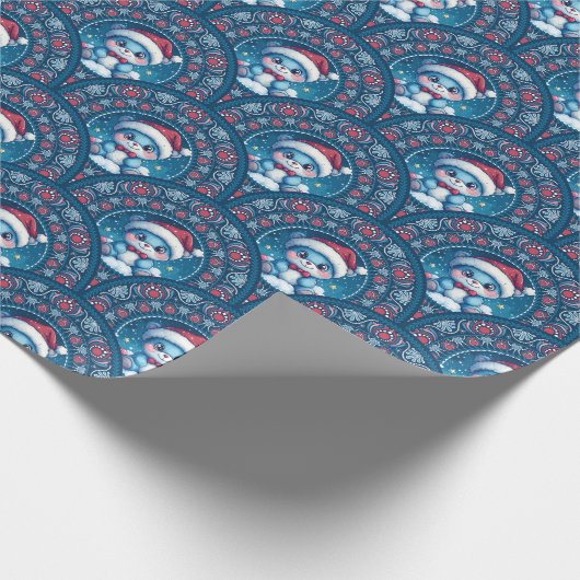 Schattigee Kawaii Christmas Beer Mandala Art Deco Cadeaupapier (Hoek)