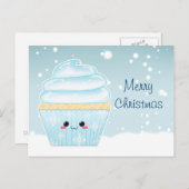 Schattigee Kawaii Christmas Snowflake cupcake Feestdagenkaart (Voorkant / Achterkant)