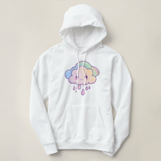 Schattigee Kawaii Cloud met regenboogkleuren en re Hoodie