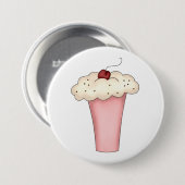 Schattigee Kawaii Cupcake Milkshake met Cherry Ronde Button 7,6 Cm (Voorkant /achterkant)
