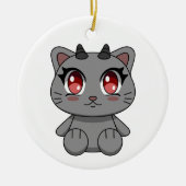 Schattigee Kawaii Demon Cat Keramisch Ornament (Voorkant)