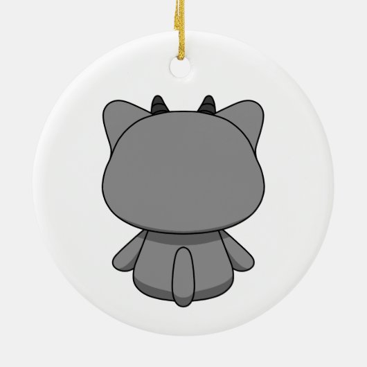 Schattigee Kawaii Demon Cat Keramisch Ornament (Achterkant)