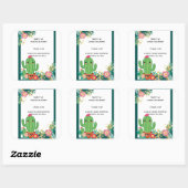 Schattigee Kawaii Desert Bloom Floral Cactus Baby Vierkante Sticker (Vel)