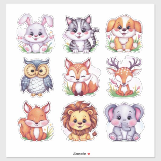 Schattigee kawaii dieren #2 sticker (Vel)