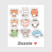 Schattigee kawaii dieren sticker set (Vel)