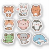 Schattigee kawaii dieren sticker set (Voorkant)