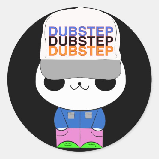 Schattigee Kawaii Dubstep Panda Ronde Sticker (Voorkant)