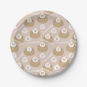 Schattigee Kawaii Dumplings Steamer Chopsticks Papieren Bordje