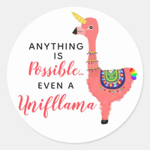 Schattigee Kawaii eenhoorn Flamingo Llama Magic Cr Ronde Sticker