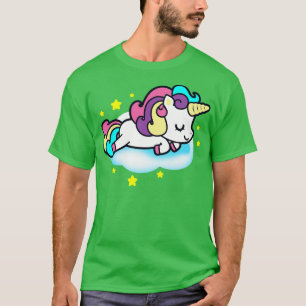 Schattigee Kawaii Eenhoorn Slapen op wolken Eenhoo T-shirt