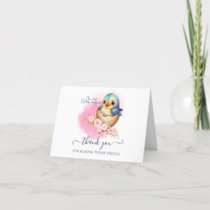 Schattigee Kawaii Egg Bird Elegant Floral Baby sho Bedankkaart