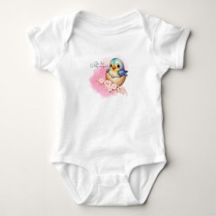 Schattigee Kawaii Egg Bird Elegant Floral Baby sho Romper