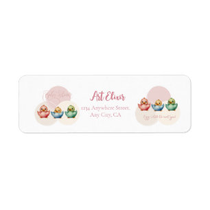 Schattigee Kawaii Egg Birds Pastel gekleurd Baby s Etiket