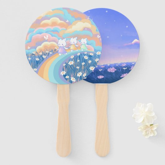 Schattigee Kawaii Fanpans Handwaaier (Voorkant en achterkant)