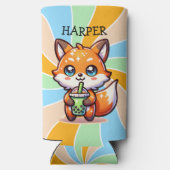 Schattigee Kawaii Fox met Bubble Tea Gepersonalise (Achterkant)