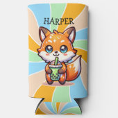 Schattigee Kawaii Fox met Bubble Tea Gepersonalise (Voorkant)