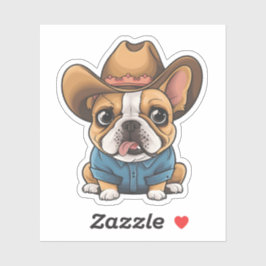 Schattigee Kawaii Franse Bulldog Cowboy Pet Dog Ar Sticker
