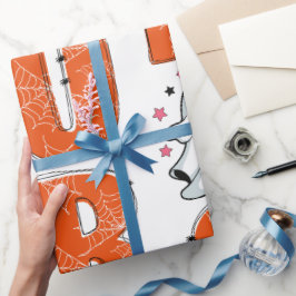 Schattigee Kawaii Ghost "Boo" Halloween Ontwerp Cadeaupapier