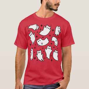 Schattigee Kawaii Ghost Cats Halloween Sinaasappel T-shirt