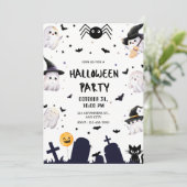 Schattigee Kawaii Ghosts & Graveyard Halloween Par Kaart (Staand voorkant)