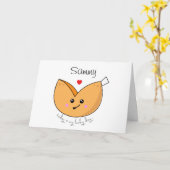 Schattigee Kawaii Good Luck Fortune Cookie Lucky D Kaart (Gele Bloem)